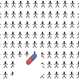 Strichmännchen, die von Radiergummi entfernt werden